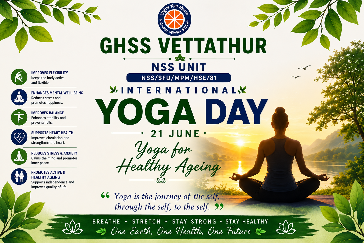 International Yoga Day 2026 celebration organized by the NSS Unit of GHSS Vettathur